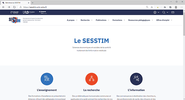 Capture d'écran Comment se connecter sur le site du SESSTIM